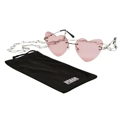 Sunglasses heart with chain - rose