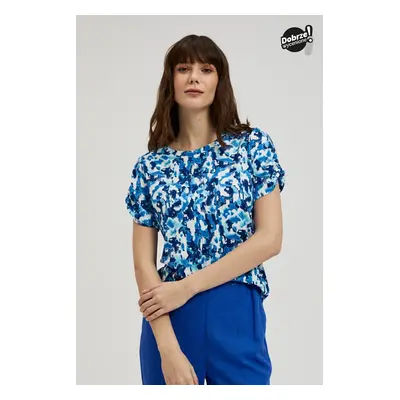 Women's T-shirt with floral pattern MOODO - navy blue