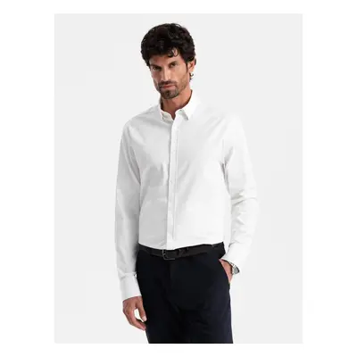 Ombre Classic men's SLIM FIT shirt in satin fabric - white