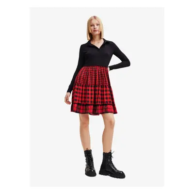 Red and Black Checkered Dress Desigual Harryst - Ladies