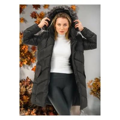 Z6768 DEWBERRY LADIES' COAT-PLAIN BLACK