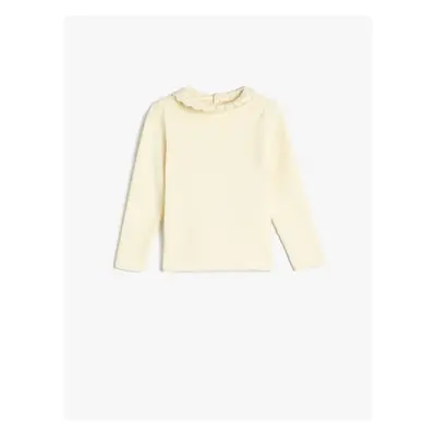 Koton Basic Sweatshirt Embroidered Collar Back Button Long Sleeve