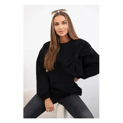 Cotton insulated sweatshirt with a large bow in black color