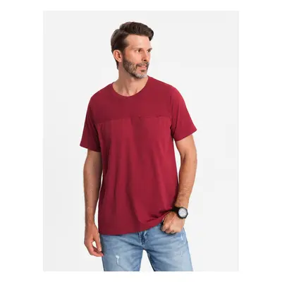 Ombre Men's cotton T-shirt with delicate embroidery - cream