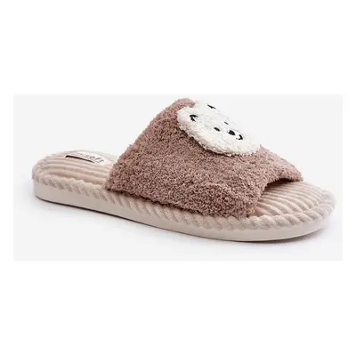 Women's slippers with a teddy bear brown lavetire