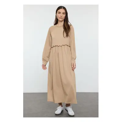 Trendyol Mink Oversize Waist Cut Knitted Dress