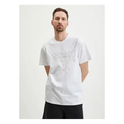 White Men's T-Shirt Guess Moisey - Men