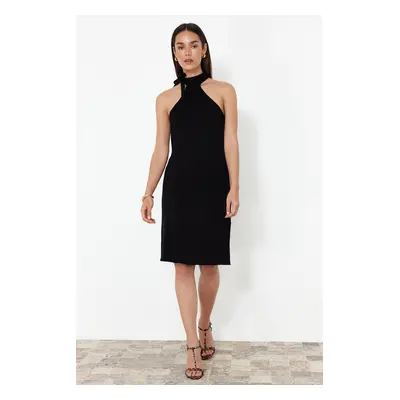 Trendyol Black Plain Bodycone Mini Knitwear Dress