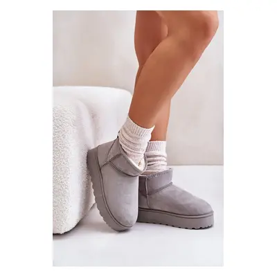 Women's snow boots on a platform lined with fur gray Xamella