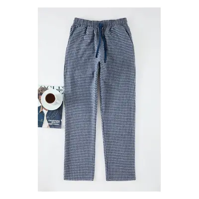 Trendyol Blue Plaid Regular Fit Woven Unisex Pajama Bottom Tracksuit