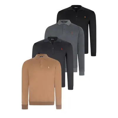 QUADRUPLE SET V4007 DEWBERRY MEN'S SWEATSHIRT-BLACK-NAVY-ANTHRACITE-CAMEL