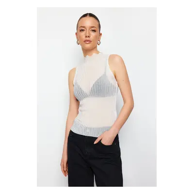 Trendyol Ecru Sheer Look Knitwear Blouse