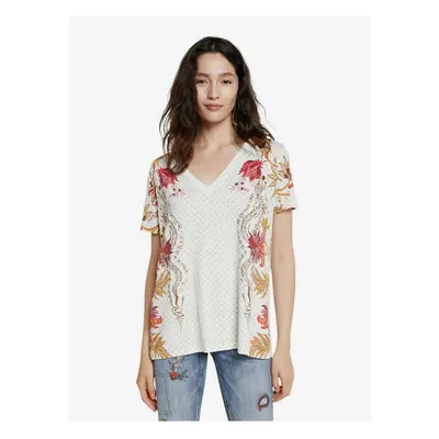 Cream Women's T-Shirt Desigual TS Praga - Women