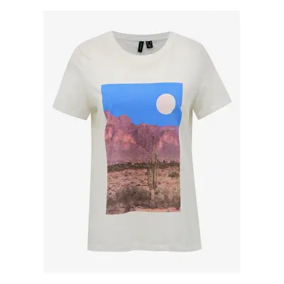 White T-shirt with print VERO MODA Desert - Women