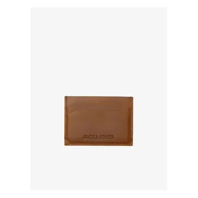 Brown Men's Leather Credit Card Case Jack & Jones Side - Mens