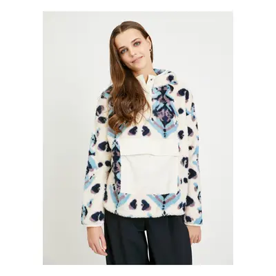 Blue-cream Women's Patterned Jacket Picture D - Women