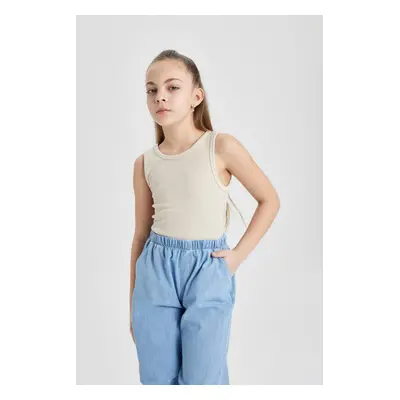 DEFACTO Girl's Crew Neck Basic Plain Undershirt