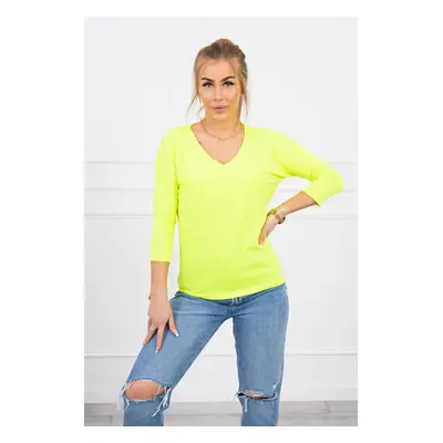 Yellow neon blouse with V-neck