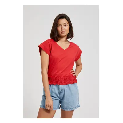 Women's T-shirt with elastic waistband MOODO - red