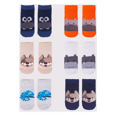 Yoclub Kids's Ankle Thin Socks Pattern Colours 6-Pack P1