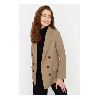 Trendyol Cream Beige Oversize Woven Blazer Jacket