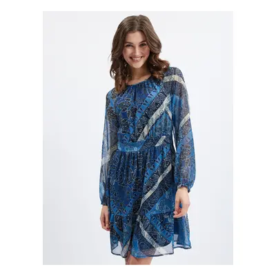 Orsay Dark blue ladies patterned dress - Women