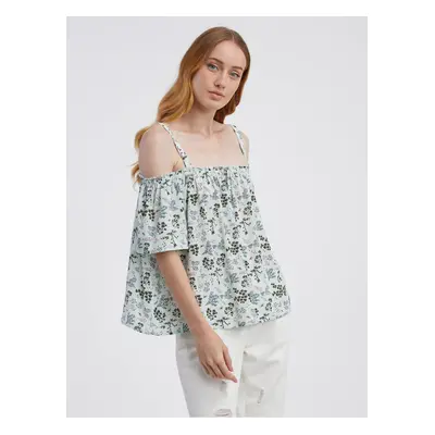 Menthol Women's Floral Blouse CAMAIEU - Ladies