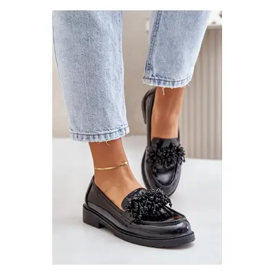 Women's patent leather moccasins S.Barski black