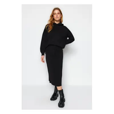 Trendyol Black Hooded Sweater Skirted Knitwear Top-Bottom Set