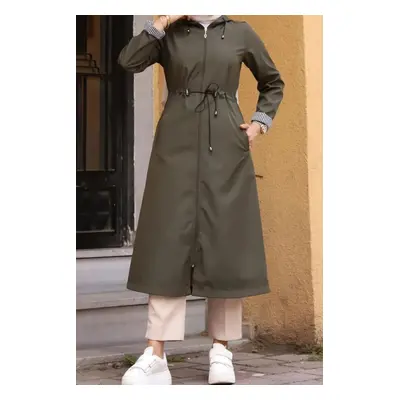 63777 Dewberry Hooded Women Trenchcoat-Khaki