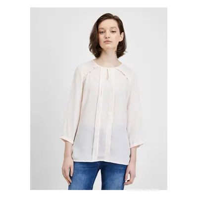 Cream blouse with three-quarter sleeves CAMAIEU - Ladies