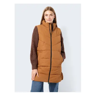 Brown Ladies Quilted Vest Noisy May Dalcon - Ladies