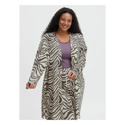 Brown-White Patterned Ladies Cardigan Fransa - Ladies