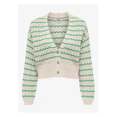 Green-beige women's striped cardigan ONLY Asa - Women's