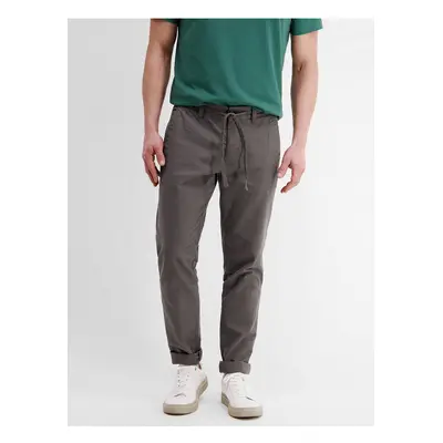 Grey men's chino trousers with linen LERROS - Mens