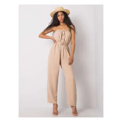 RUE PARIS Bézs jumpsuit övvel