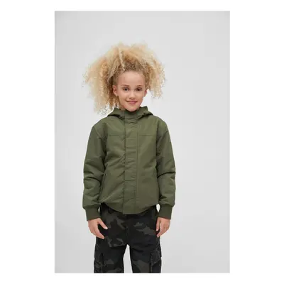 Children's windbreaker with front zipper olive