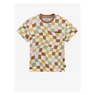 White-brown girls' plaid T-shirt VANS Checker Print - Girls