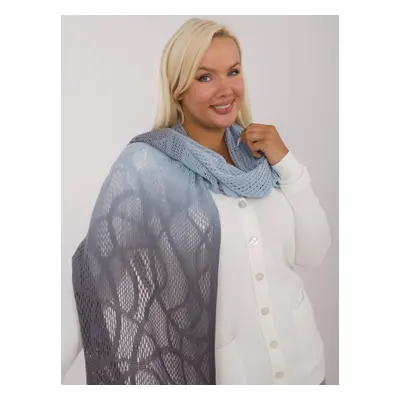 Light blue and gray women's knitted scarf