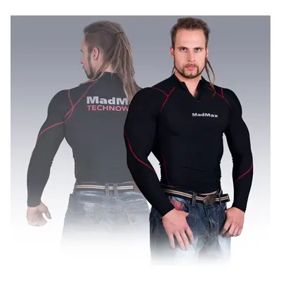 MadMax Compression Long Sleeve T-Shirt with Zipper MSW903 Black and Red