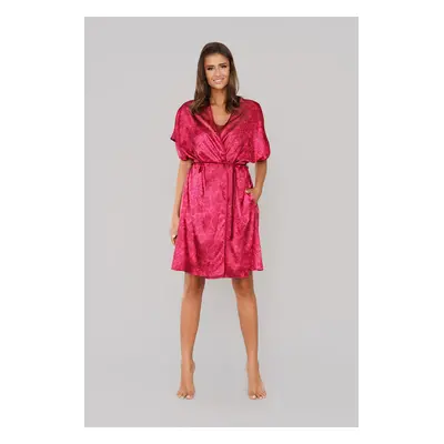 Women's dressing gown Impresja with short sleeves - burgundy