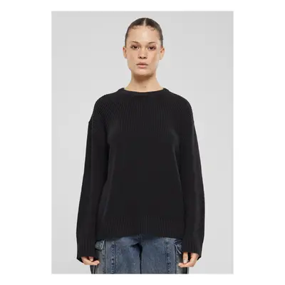 Women's ribbed knitted sweater black