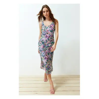 Trendyol Multicolored Floral Chiffon Lined Midi Woven Dress