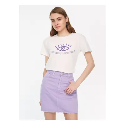 Light Purple Denim Mini Skirt Trendyol - Women