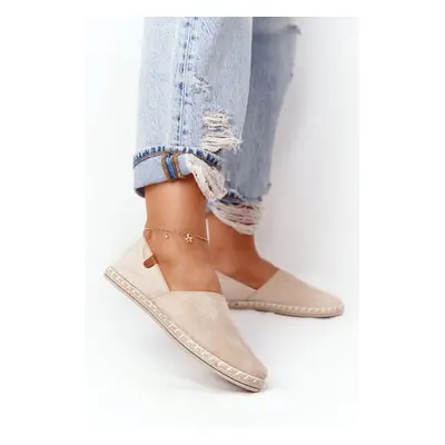 PE1 Női bársony Espadrilles Beige Vulcano