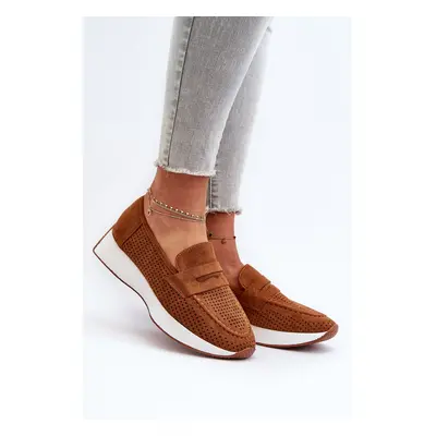 FS1 Női platform mokaszinok Eco Suede Camel Inesqua színben