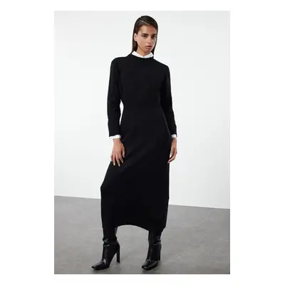 Trendyol Black Lace Detailed Soft Textured Knitwear Dress