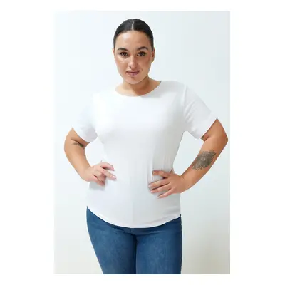 Trendyol Curve White Boat Neck Knitted T-shirt