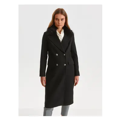 Black coat with faux fur collar TOP SECRET - Women