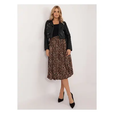 Beige and black midi skirt with leopard print